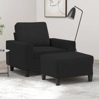 Fauteuil met voetenbank 60 cm stof zwart - thumbnail