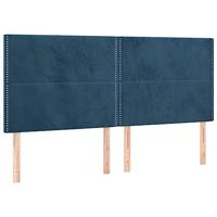 Boxspring met matras fluweel donkerblauw 160x200 cm - thumbnail