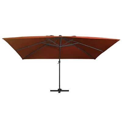 VidaXL Zweefparasol met led-verlichting 400x300 cm terracottakleurig
