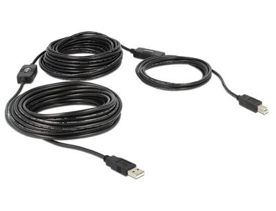 Delock 83557 USB-kabel USB 2.0 USB-A stekker, USB-B stekker 20.00 m Zwart UL gecertificeerd