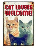 Plenty Gifts waakbord blik cat lovers welcome - thumbnail