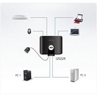ATEN US224-AT 2 poorten USB 2.0-schakelaar Zwart - thumbnail