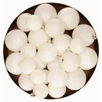 Decoris kerstballen set Plastic 30st wolwit 4-5-6cm - thumbnail