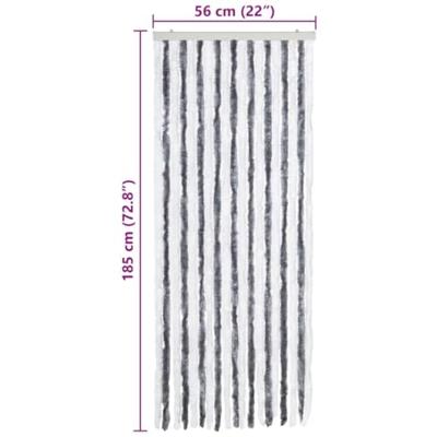 Vliegengordijn 56x185 cm chenille grijs en wit