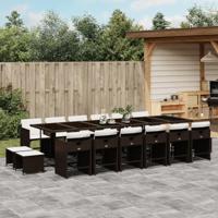 17-delige Tuinset met kussens poly rattan bruin - thumbnail