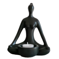 Waxinelichthouder keramiek - waxinelichthouder Balance Yoga - waxinelichthouder zwart - thumbnail