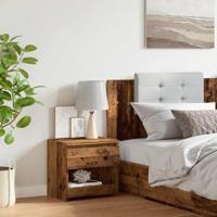 Nachtkastje 40x30x39 cm bewerkt hout oud houtkleurig - thumbnail