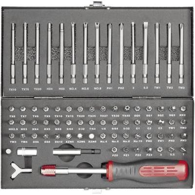 TOOLCRAFT HT02183 820952 Bitset 75-delig Plat, Inbus, Clutch, Tri-Wing, Torque, Veeltand (XZN), Kruiskop Pozidriv, Kruiskop Phillips, T-profiel