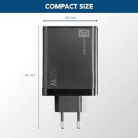 Cellularline ACHUSBGAN4WAL100WK USB-oplader 100 W 1x USB-A, 3x USB-C USB PD Zwart Snellader - thumbnail