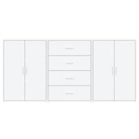 Dressoirs 3 st 60x31x84 cm bewerkt hout wit - thumbnail