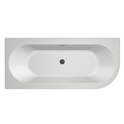 Half-vrijstaand bad Xenz Charley | 180x80 cm | Links | Incl.Badafvoer-Zwart mat | Sleuf overloop | Acryl | Mat wit