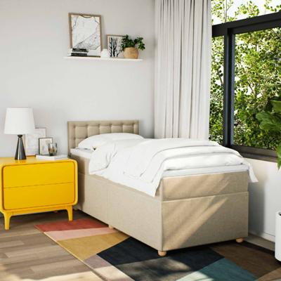 Boxspring met matras stof crèmekleurig 90x200 cm