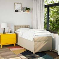 Boxspring met matras stof crèmekleurig 90x200 cm - thumbnail