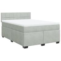 Boxspring met matras fluweel lichtgrijs 140x190 cm - thumbnail