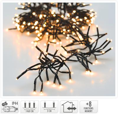 Kerstverlichting LED cluster 2016 lampjes 14,6m, warm wit