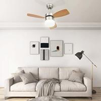 VidaXL Plafondventilator met lamp afstandsbediening 76 cm lichtbruin - thumbnail