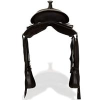 VidaXL Western zadel, hoofdstel en borstriem 17" echt leer zwart - thumbnail