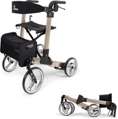 Parvum Luxo Rollator - Luxe dubbel opvouwbare rollator (6,9kg)-Champagne