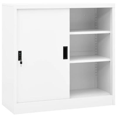 VidaXL Kantoorkast met schuifdeuren 90x40x90 cm staal wit VidaXL Kantoorkast met schuifdeuren 90x40x90 cm staal wit