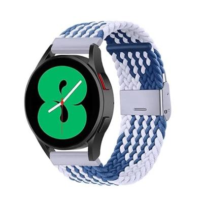 By Qubix - Compatible met Garmin Approach S12 / S40 / S42 - Braided nylon bandje - Blauw/wit - Compatible Garmin bandje - Bandbreedte: 20mm