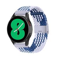 By Qubix - Compatible met Garmin Approach S12 / S40 / S42 - Braided nylon bandje - Blauw/wit - Compatible Garmin bandje - Bandbreedte: 20mm - thumbnail