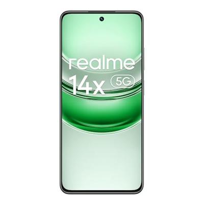 realme Smartphone 14 x 5 G 6 + 128 GB, processor 5G Dimensity 6300, oogcomfort modus 120 Hz voor het scherm, 50 MP I.A. camera, peridotgroen, geen adapter