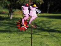 Windmolen tuinsteker fiets varkens - thumbnail