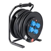 50 meter kabelhaspel 3x1,5mm² 4 contactdozen 230V Keraf bouwhaspel thermisch beveiligd - thumbnail