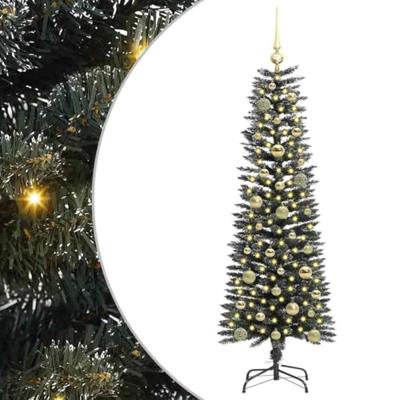 Kunstkerstboom met 150 LED Groen 150 cm PVC en Plastic en Staal Kunstkerstboom met 150 LED Groen 150 cm PVC en Plastic en Staal