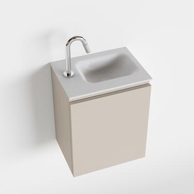 MONDIAZ OLAN 40cm toiletmeubel linen. LEX wastafel talc rechts 1 kraangat