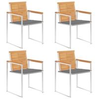 Tuinstoelen 4 st met kussens massief teakhout - thumbnail