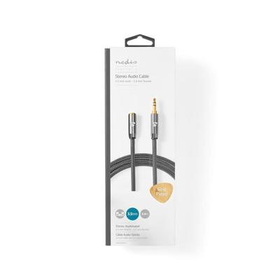 Stereo-Audiokabel | 3,5 mm Male - 3,5 mm Female | Gun Metal Grey | Gevlochten Kabel - thumbnail