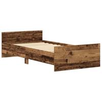 Bedframe zonder matras 75x190 cm spaanplaat oud hout - thumbnail