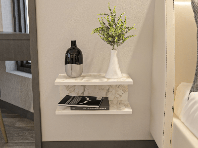 Zwevend nachtkastje RAMEN 45 cm wit marmer Zwevend nachtkastje RAMEN 45 cm wit marmer