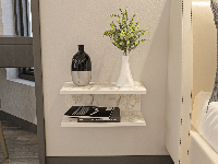 Zwevend nachtkastje RAMEN 45 cm wit marmer - thumbnail