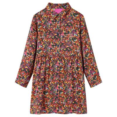 Kinderjurk met lange mouwen bloemenprint 92 meerkleurig