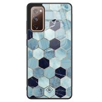 Samsung Galaxy S20 FE glazen hardcase - Blue cubes - thumbnail