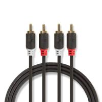 Stereo audiokabel | 2x RCA male - 2x RCA male | 1,0 m | Antraciet - thumbnail