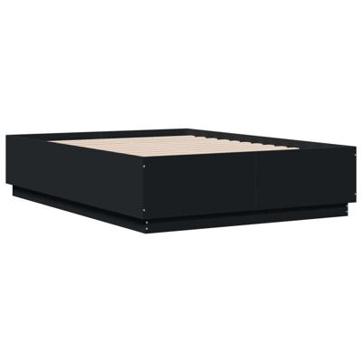 Bedframe bewerkt hout zwart 120x190 cm - thumbnail