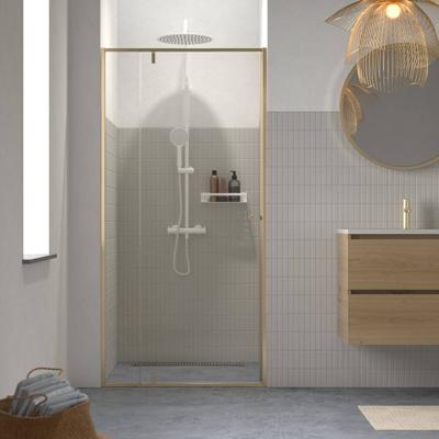 Sealskin Contour Draaideur Voor Nis 100x200 cm, 6 mm Helder Veiligheidsglas met Antikalklaag Geborsteld Goud Sealskin Contour Draaideur Voor Nis 100x200 cm, 6 mm Helder Veiligheidsglas met Antikalklaag Geborsteld Goud