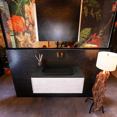 Badkamermeubelset Mondiaz Erin 80 cm met 1 Lade met RIDGE Wastafel Midden Urban Zonder Kraangaten Greeploos Mat Underlayment Badkamermeubelset Mondiaz Erin 80 cm met 1 Lade met RIDGE Wastafel Midden Urban Zonder Kraangaten Greeploos Mat Underlayment