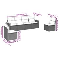 6-delige Loungeset met kussens poly rattan zwart - thumbnail