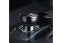 Baseus autolader met display, 2x USB, 4,8A, 24W (grijs) - thumbnail