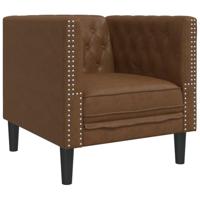 Fauteuil Chesterfield-stijl kunstsude bruin - thumbnail