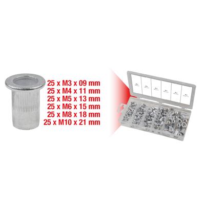 KS Tools 970.0620 Assortiment draadeinden, aluminium, M3x9mm-M10x21mm, 150-delig