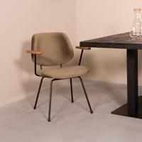 LABEL51 Eetkamerstoel Gastron - Taupe - Fluweel - Zwart Metalen Frame - thumbnail