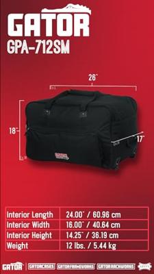 Gator Cases GPA-712SM tas met wielen voor small 12 inch speakers Gator Cases GPA-712SM tas met wielen voor small 12 inch speakers
