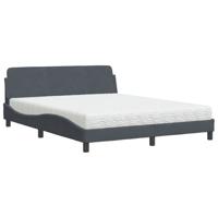 Bed met matras "Dover" fluweel donkergrijs 160x200 cm - thumbnail
