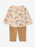 Babyset baby jongen T-shirt broek beige, bedrukt - thumbnail