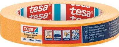 Tesa Precisie afplaktape | glad | lichtbeige | lengte 50 m | breedte 19 mm | wiel | 8 stuks - 04344-00004-00 04344-00004-00